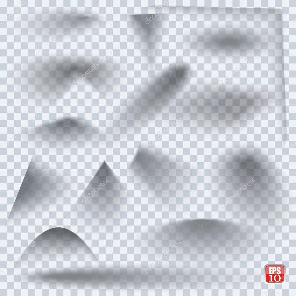 Set of transparent realistic paper shadow effects on blank sheet