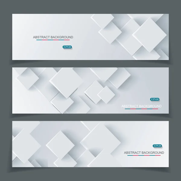 Vector banner set with abstract geometric paper background. — Stock Vector