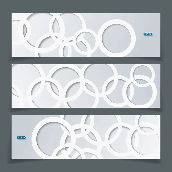 Bannières avec fond géométrique de cercles de papier blanc . — Image vectorielle