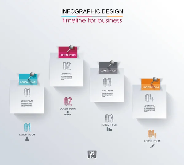 Resumen papel blanco pegatinas infografías con plantilla de opciones — Vector de stock