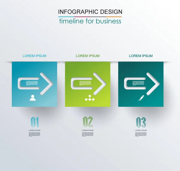 Pegatinas de papel con flechas infografías de diseño con opciones temp — Vector de stock