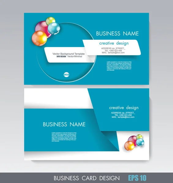 Design de cartão de visita com fita de papel e bolas brilhantes compositio —  Vetores de Stock