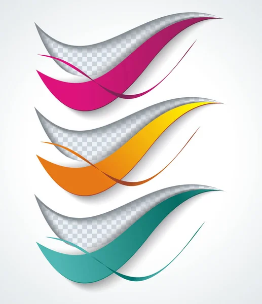 Set di colorati layout ondulatori futuristici lisci. Retrogro aziendale — Vettoriale Stock