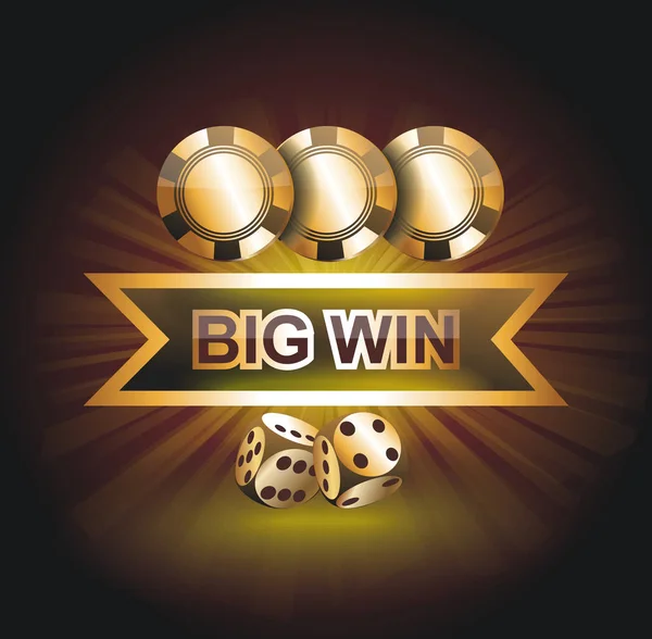 Big Win sinal de ouro para casino online, poker, roleta, slot machi — Vetor de Stock