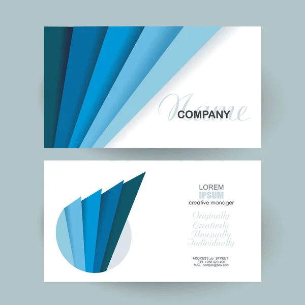 Cartões de visita com design de camadas azuis. Layout de modelo de vetor . — Vetor de Stock
