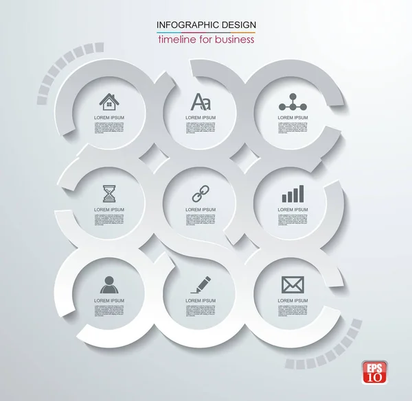 Infografías abstractas en círculo de papel blanco con plantilla de opciones . — Vector de stock