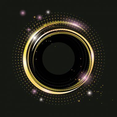 Altın tozu ve ışık efektleri ile ince altın çerçeve. 