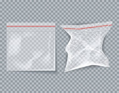 Şeffaf boş plastik ambalaj yeni ve buruşuk birkaç .