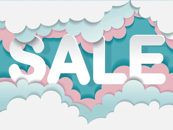 Modèle de bannière de vente avec nuage dans un style bonbon . — Image vectorielle
