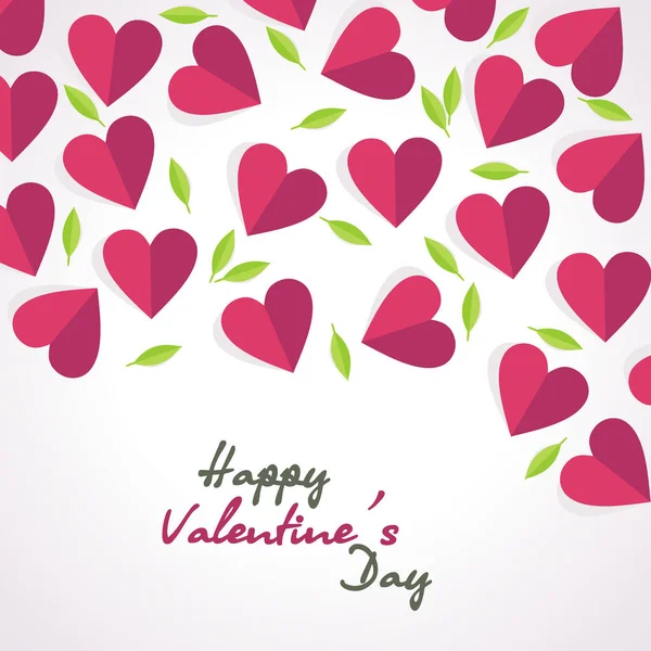 Cartão de Dia dos Namorados, fundo vetorial com corações vermelhos e gree — Vetor de Stock