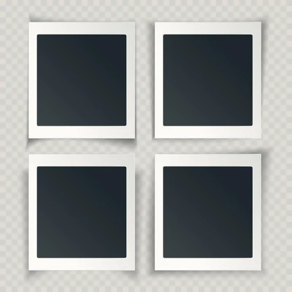 Пустые рамки для фотографий с различными тенями на гранж транспаре — стоковый вектор