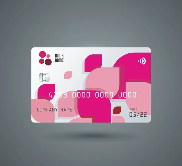 Credit card  with Abstract geometric shape from pink bricks — Διανυσματικό Αρχείο