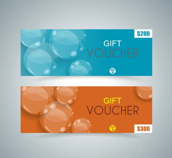 Gift voucher template with transparent bubbles design, vector. — Stock Vector
