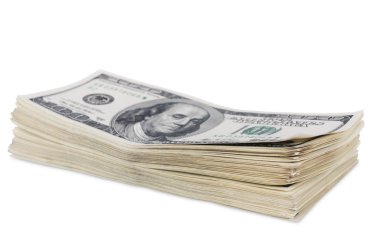 yüz dolar faturaları izole yığını