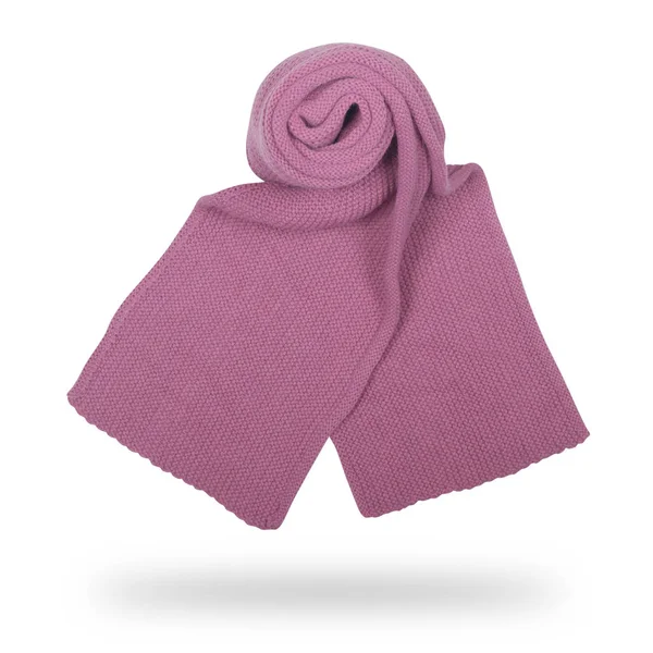 Female winter pink scarf twisted in roll isolated — Stock Photo, Image