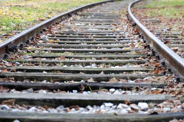 Pusty kolejowych w jesienny dzień — Zdjęcie stockowe