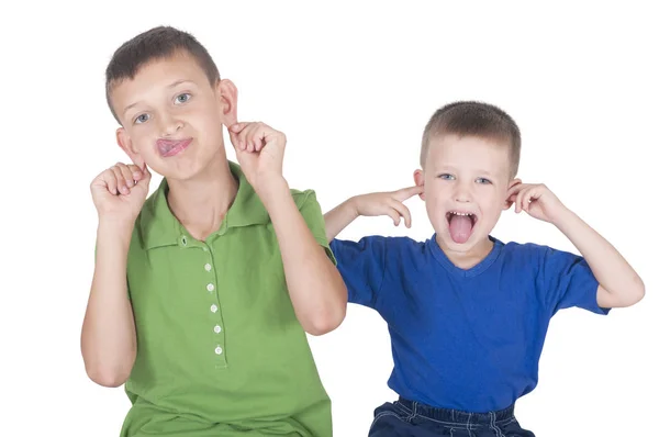 Two boys are fooled and crooked — Stock Photo, Image