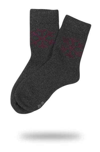 Woolen Socks Winter Pattern Isolated White — Stock Photo, Image