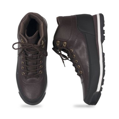 beyaz izole kahverengi erkek çizmeler