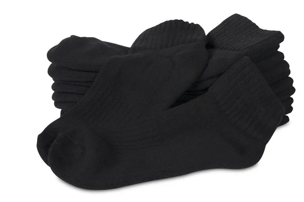 Stapel Schwarzer Socken Isoliert Auf Weißen — Stockfoto