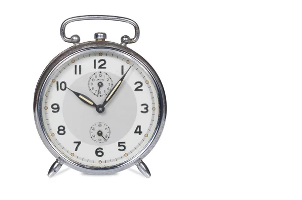 Relógio Alarme Retrô Isolado Branco — Fotografia de Stock