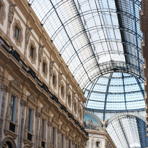 Bovenste Deel Van Galerij Vittorio Emanuele Milaan Italië — Stockfoto