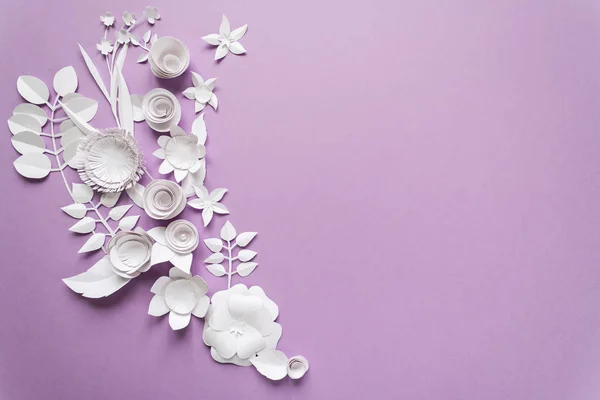 White Paper Flowers Wallpaper On White Background, Spring Summer