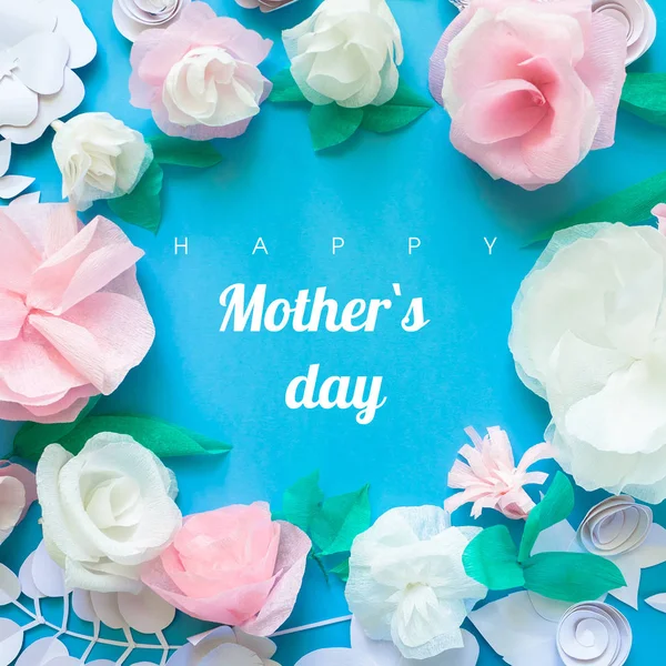 Happy Mother day, kaart met papier bloem — Stockfoto