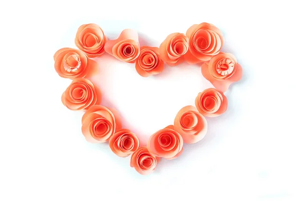 Rózsaszín szív készült papír virágok — Stock Fotó