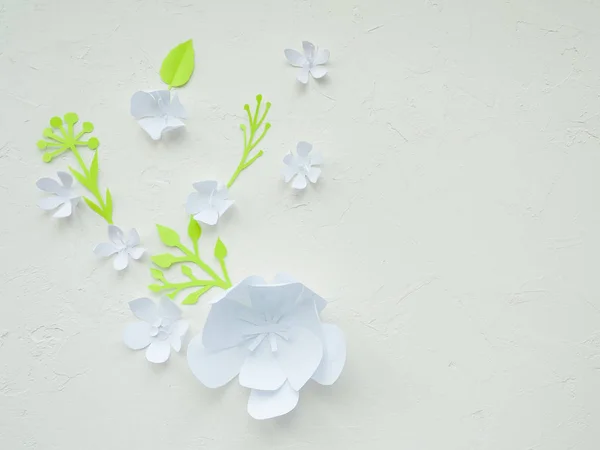 Frame with white paper flowers — Stock Photo, Image