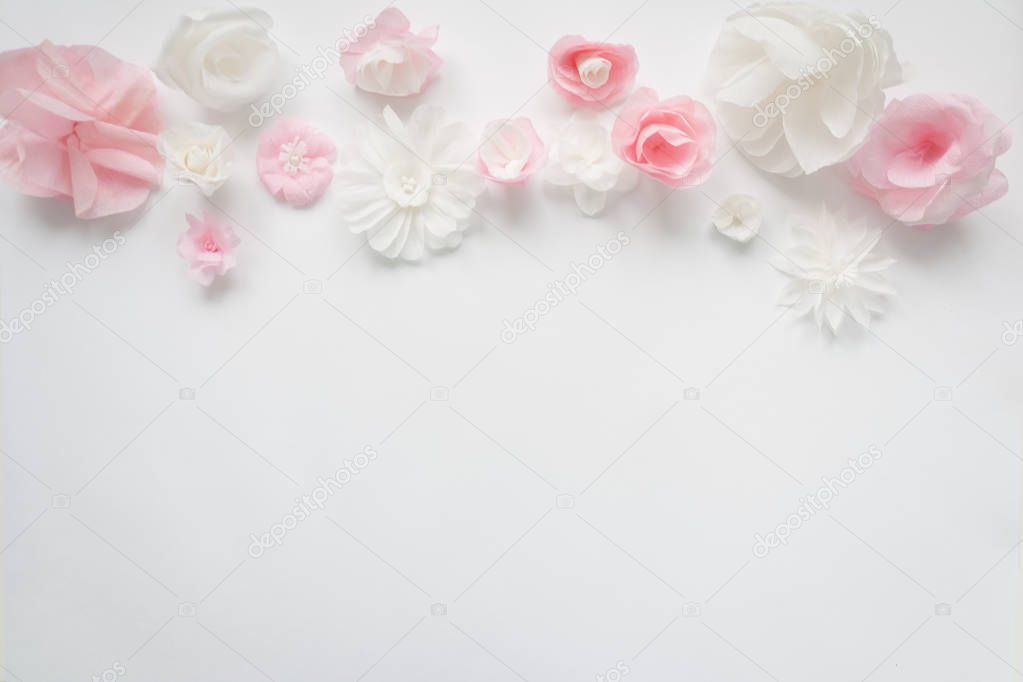 white and rose paper flowers