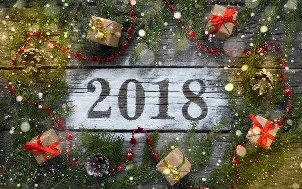 Feliz Ano Novo e Feliz Natal. Letras 2018 — Fotografia de Stock