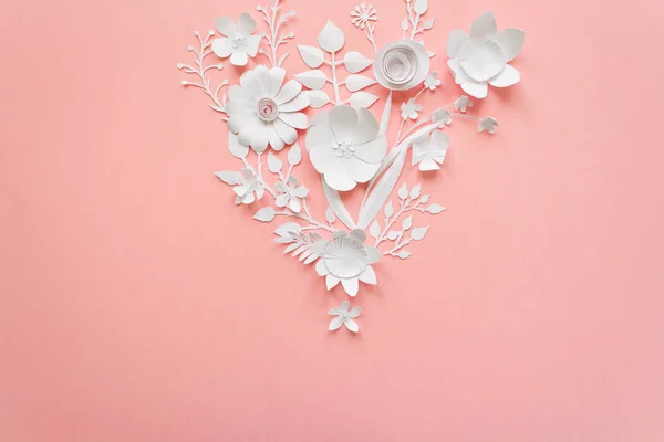 Quadro com flores de papel branco — Fotografia de Stock