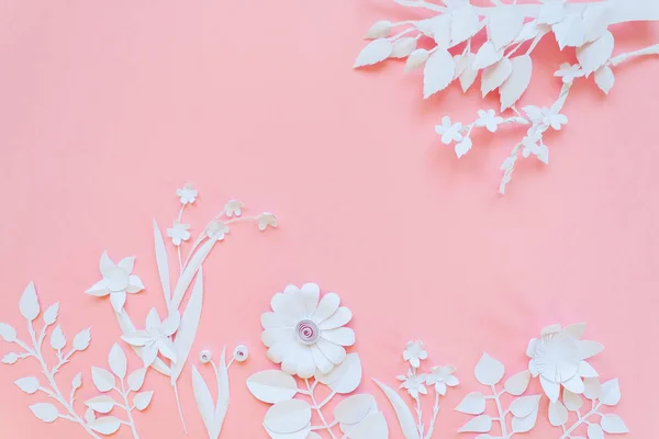white paper flowers wallpaper, spring summer background, floral design elements