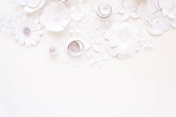 Olá, primavera Flores de papel branco — Fotografia de Stock