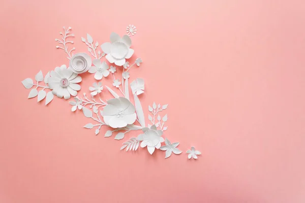 Quadro com flores de papel branco — Fotografia de Stock