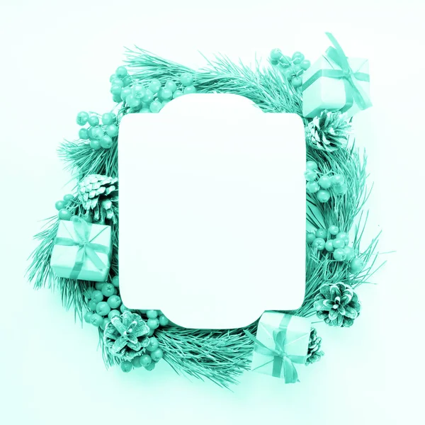 Merry Christmas and Happy new year. Trendy green and turquose color — ストック写真