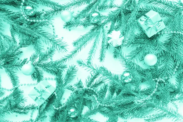 Feliz Natal e Feliz Ano Novo. Cor verde e turquose na moda — Fotografia de Stock