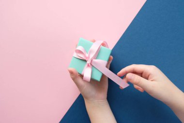 Mutlu Noeller ve mutlu yıllar. Pembe ve mavi arkaplan