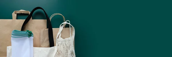 String Bag Katoenen Tas Papieren Tassen Voor Gratis Plastic Aankopen — Stockfoto