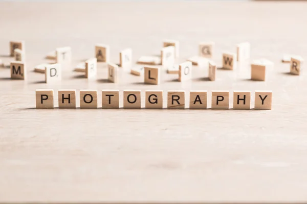 Wortfotografie aus Holzelementen — Stockfoto