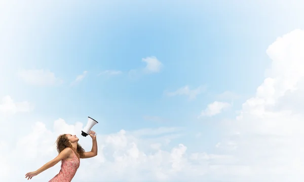 Girl making announcement — Stock Photo, Image