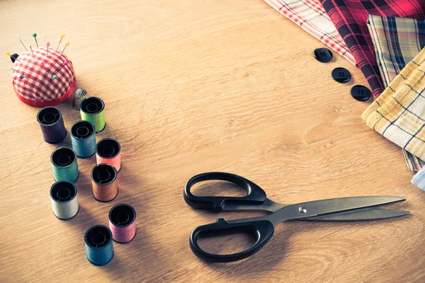 Sewing kit on table — Stock Photo, Image