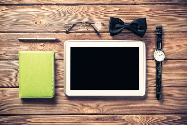 Hipster set on wooden table — Stock Photo, Image