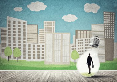 Ampulde sıkışan iş kadını