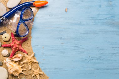 Deniz yıldızı ve kabukları ile dalış maske