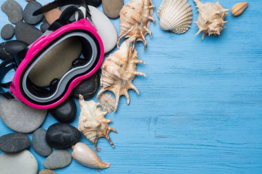 Deniz yıldızı ve kabukları ile dalış maske