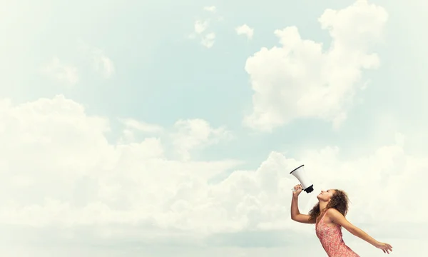 Girl making announcement — Stock Photo, Image