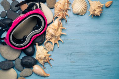 Deniz yıldızı ve kabukları ile dalış maske