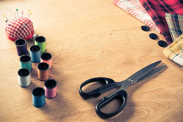 Sewing kit on table — Stock Photo, Image